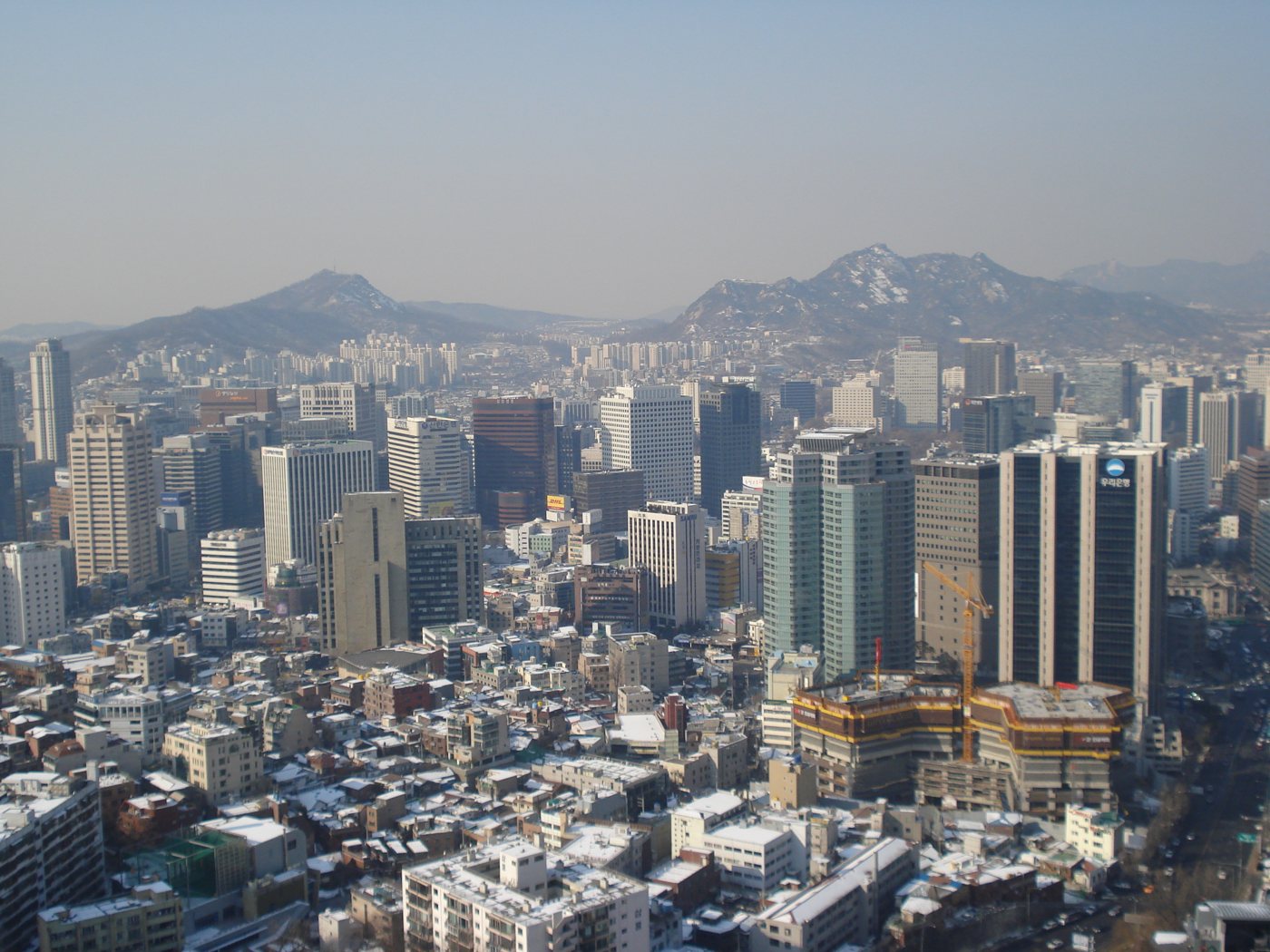 The view of central Seoul from N Seoul Tower